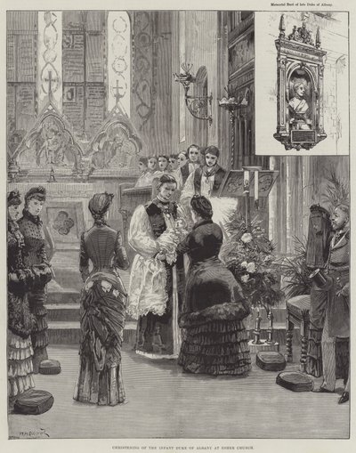 Albany csecsemő hercegének keresztelője az Esher templomban alkotó: William Heysham Overend