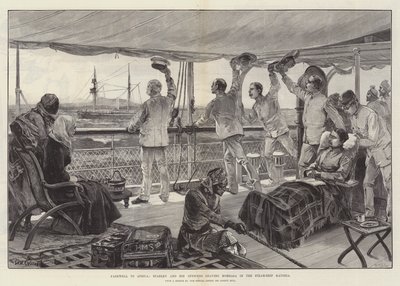 Búcsú Afrikától, Stanley és tisztjei elhagyják Mombasát a Katoria gőzhajón alkotó: William Heysham Overend
