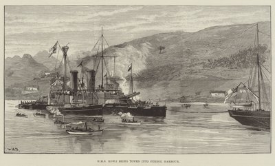 A HMS Howe vontatása Ferrol kikötőjébe alkotó: William Heysham Overend