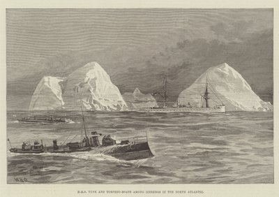 HMS Tyne és Torpedó-csónakok jéghegyek között az Atlanti-óceán északi részén alkotó: William Heysham Overend