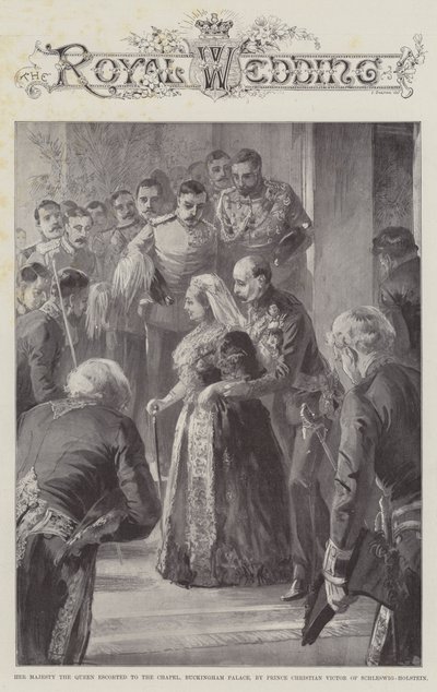 Őfelsége a királynőt a Buckingham-palota kápolnájába kísérte Viktor Viktor schleswig-holsteini herceg alkotó: William Heysham Overend