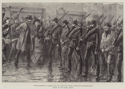 Moonlighters úton a Cork börtönbe a Constabulary kíséretével alkotó: William Heysham Overend