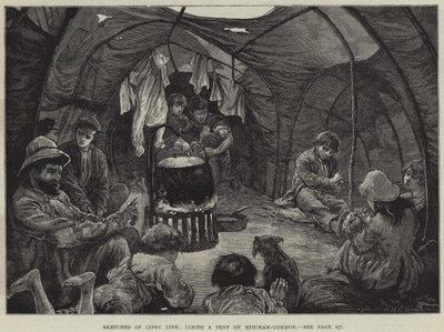 Vázlatok a cigányéletről, a Mitcham-Common sátorában alkotó: William Heysham Overend