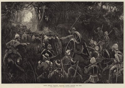 Dél-afrikai hadviselés, a tüzérség áthalad a bozótosban alkotó: William Heysham Overend