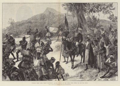 Stanley Emin pasa segélyexpedíciója elhagyja Matadit, a Kongó partján, Tippoo Tib és feleségei társaságában. alkotó: William Heysham Overend