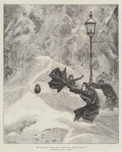 A Blizzard New Yorkban, a Huszonhatodik utcában március 12-én alkotó: William Heysham Overend