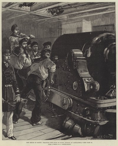 Az egyiptomi válság, a HMS Sultan ágyúinak kiképzése Alexandriánál alkotó: William Heysham Overend