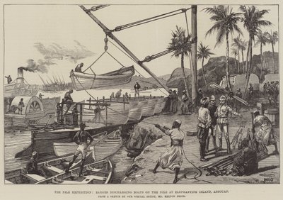 A nílusi expedíció, bárkák hajókat ürítenek a Níluson Elephantine Islandnél, Assouan alkotó: William Heysham Overend