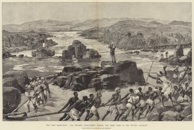 A Nílus-expedíció, a Nassif-Kheir gőzhajó áthalad a második szürkehályog első kapuján alkotó: William Heysham Overend