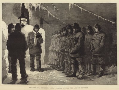 Az Északi-sark-expedíció, vasárnap reggel az Alert fedélzetén a tél közepén alkotó: William Heysham Overend