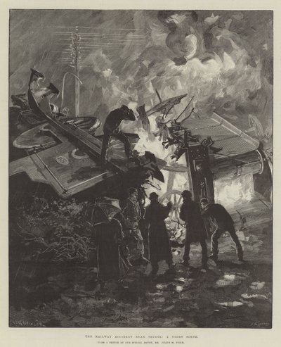 A vasúti baleset Thirsk közelében, éjszakai jelenet alkotó: William Heysham Overend