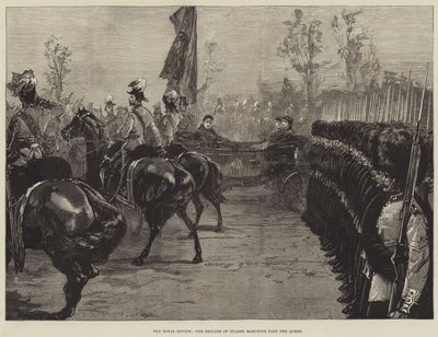 A Királyi Szemle, a gárdista dandár elvonul a királynő mellett alkotó: William Heysham Overend