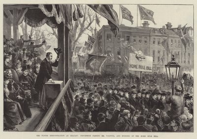Az ulsteri tüntetés Belfastban, a Balfour úr melletti felvonulás és a Home Rule Bill felgyújtása alkotó: William Heysham Overend