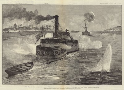 A szudáni háború, Sir Charles Wilson felderítése Khartoumban, összecsapás az ellenséggel Omdurmannal szemben. alkotó: William Heysham Overend