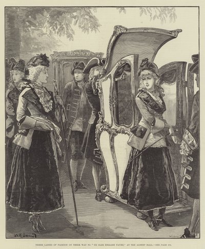 Három divathölgy útban a Ye Olde English Fayre felé, az Albert Hallban alkotó: William Heysham Overend