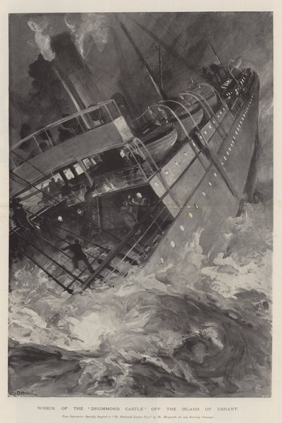 A Drummond-kastély roncsa Ushant szigeténél alkotó: William Heysham Overend