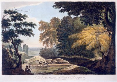 Hill Village Bauhelepoor kerületben, 1787 (akvatinta) alkotó: William Hodges