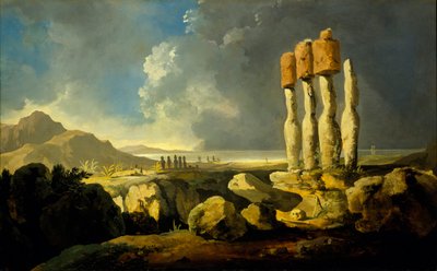 Emlékművek a Húsvét-szigeten, 1776 körül (olaj, tábla) alkotó: William Hodges