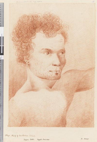 24a. oldal Otago, Amszterdam-sziget vezetője, 1768-75 (vörös-fehér kréta) alkotó: William Hodges