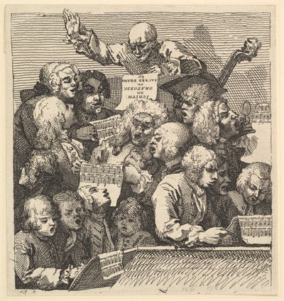 Énekeskórus, avagy Az oratórium, 1732. december. alkotó: William Hogarth