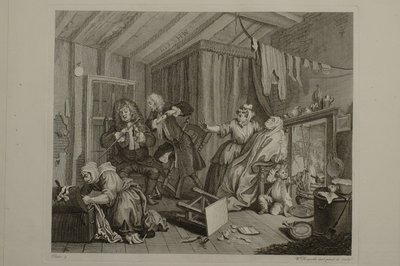 Egy prostituált pályafutása: 5. tábla alkotó: William Hogarth