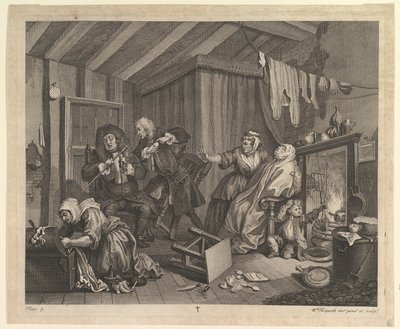 A parázna fejlődés, 5. tábla, 1732. április. alkotó: William Hogarth