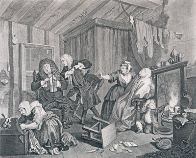 Egy szajha haladása, ötödik lemez: 1732 (metszet és metszet) alkotó: William Hogarth