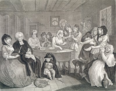 Egy szajha fejlődése, Hatodik tábla: A temetés, rézkarc és metszet) alkotó: William Hogarth