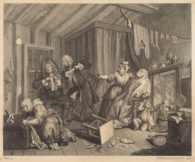 Egy prostituált pályafutása: 5. lap alkotó: William Hogarth