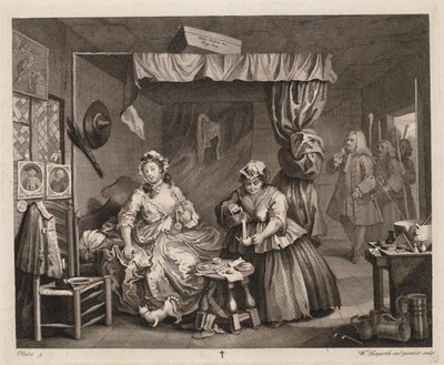 Egy szajha fejlődése, 3. tábla alkotó: William Hogarth