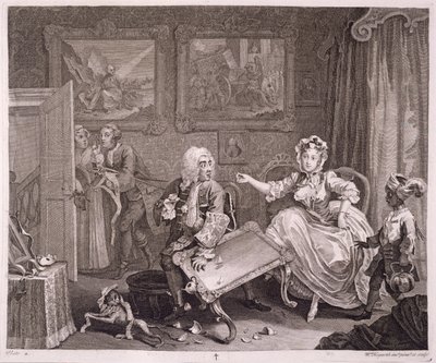 A parázna fejlődése, II. lemez, a „The Original and Genuine Works of William Hogarth”-ból, Londonban, 1820-22 alkotó: William Hogarth