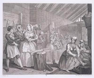 A parázna fejlődése, IV. lemez, a „The Original and Genuine Works of William Hogarth”-ból, Londonban, 1820-22 alkotó: William Hogarth