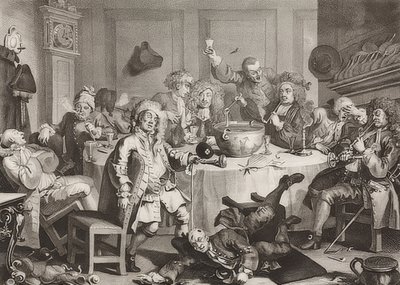 Egy éjféli modern beszélgetés. 1733 alkotó: William Hogarth
