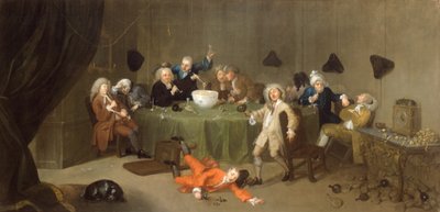 Egy éjféli modern beszélgetés, 1732 körül alkotó: William Hogarth