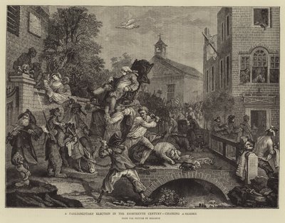 Országgyűlési választás a tizennyolcadik században, egy képviselő elnökletével alkotó: William Hogarth