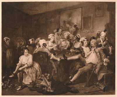 A Rakes Progress – 3: Az orgia, 1733. alkotó: William Hogarth