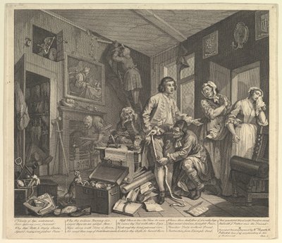 A Rakes Progress, 1. tábla, 1735. június 25. alkotó: William Hogarth