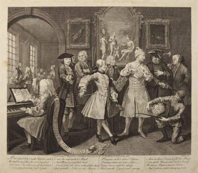 Egy kéjhajhász fejlődése, 2. tábla alkotó: William Hogarth