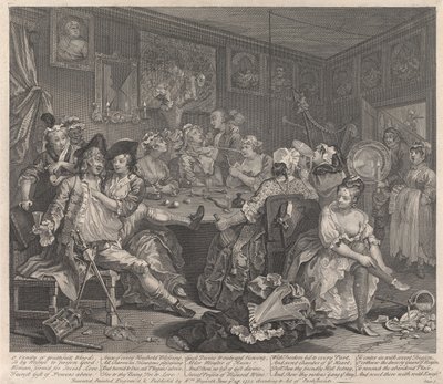 Egy kéjenc élete, 3. tábla: Dőzsöl alkotó: William Hogarth