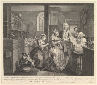 A Rakes Progress, 5. tábla, 1735. június 25. alkotó: William Hogarth