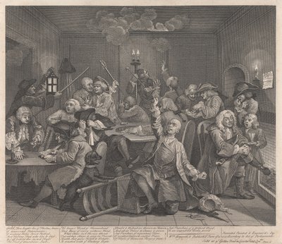 Egy kicsapongó útja, 6. tábla: Hazardjátékozik alkotó: William Hogarth