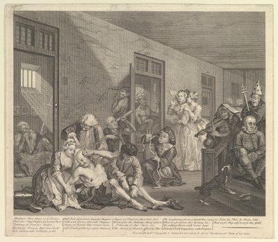 A Rakes Progress, 8. tábla, 1735. június 25. alkotó: William Hogarth