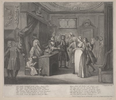 Egy nő, aki gyermeket esküdött egy sírpolgárra, 1730-35 körül (rézkarc) alkotó: William Hogarth