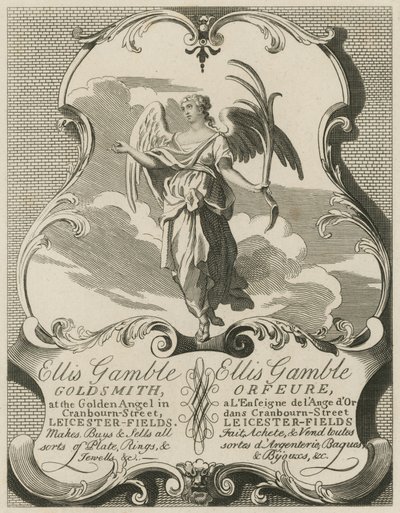 Hirdetés Ellis Gamble, Aranyműves számára alkotó: William Hogarth