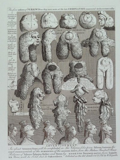 Parókák reklámja alkotó: William Hogarth
