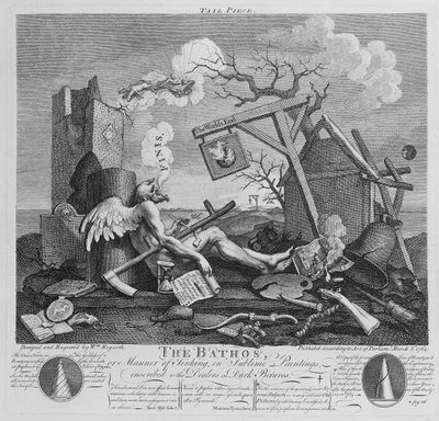 Bathos, az elsüllyedés módja, a fenséges festményeken, amelyek a Dealers in Dark Pictures feliratot kapták, 1764 alkotó: William Hogarth
