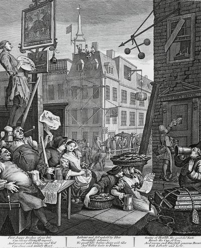 Beer Street, London, metszet William Hogarth (1697-1764), Egyesült Királyság alkotó: William Hogarth