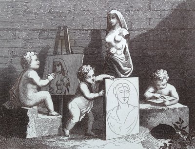 Fiúk kukucskálnak a természetben alkotó: William Hogarth