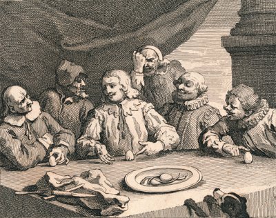 Kolumbusz Kristóf feltöri a tojást, 1753. alkotó: William Hogarth