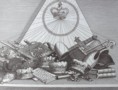 Korona, gér, buzogány stb alkotó: William Hogarth